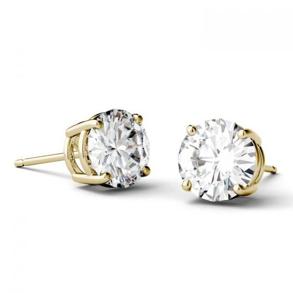Charles & Colvard&#174; 3ctw. Solitaire Gold Stud Earrings