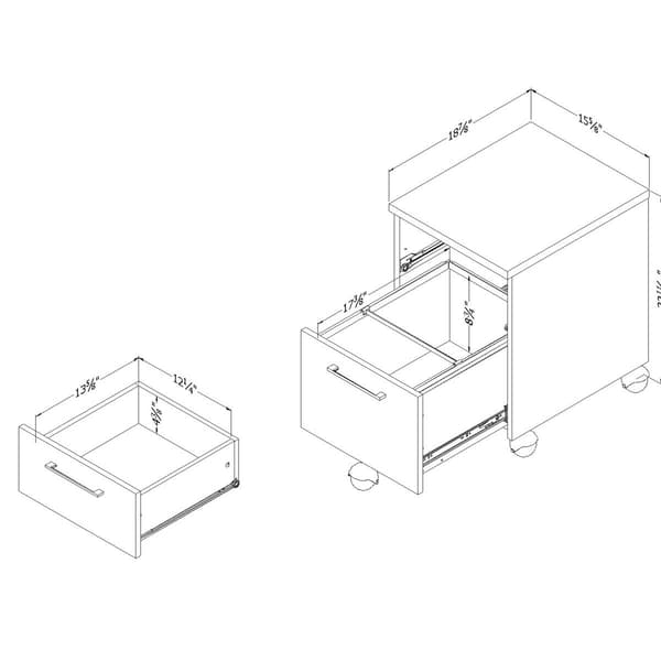South Shore Interface Vertical 2-Drawer Mobile File Cabinet