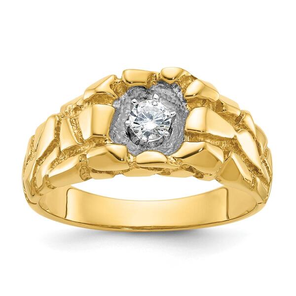 Mens Gentlemens Classics&#40;tm&#41; 14kt. Gold 1/6ctw. Diamond Nugget Ring - image 