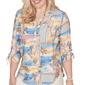 Petite Alfred Dunner Beachcomber Postcard Tie Sleeve Blouse - image 5