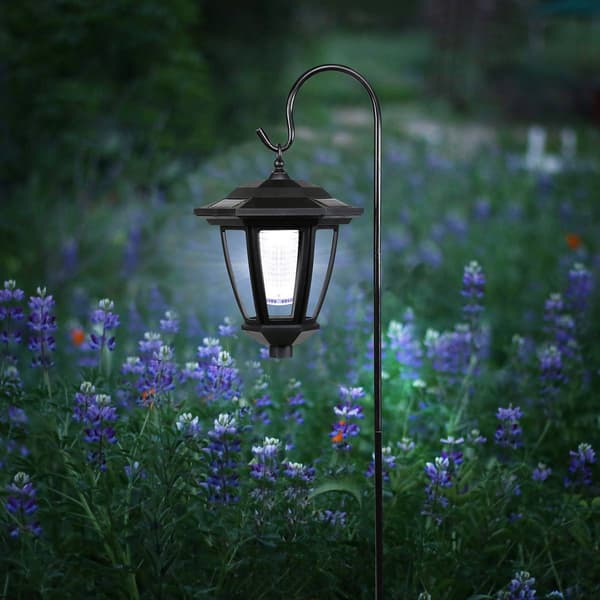 Alpine Solar Powered Black Lantern w/ LED Light