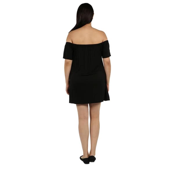 Plus Size 24/7 Comfort Apparel Off the Shoulder Mini A-Line Dress