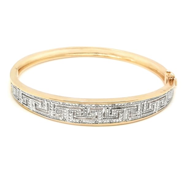 Gianni Argento Gold Plated Greek Key Bangle Bracelet - image 