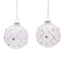 Kurt Adler 6pc. Jeweled Clear Feather White Ball Ornaments Set