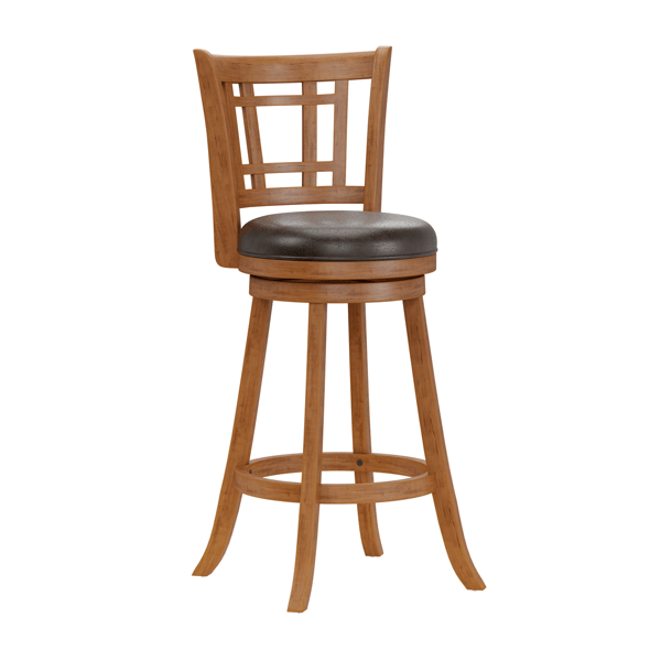 HH2 Home Fairfox Oak Wood Bar Height Swivel Stool