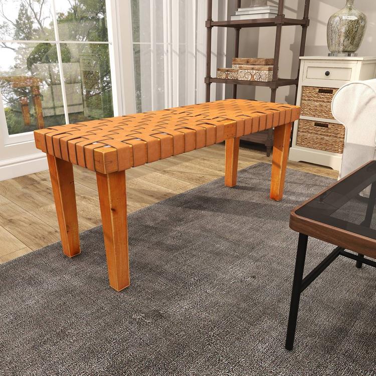 9th & Pike® Rustic Brown Wood Entryway Bench