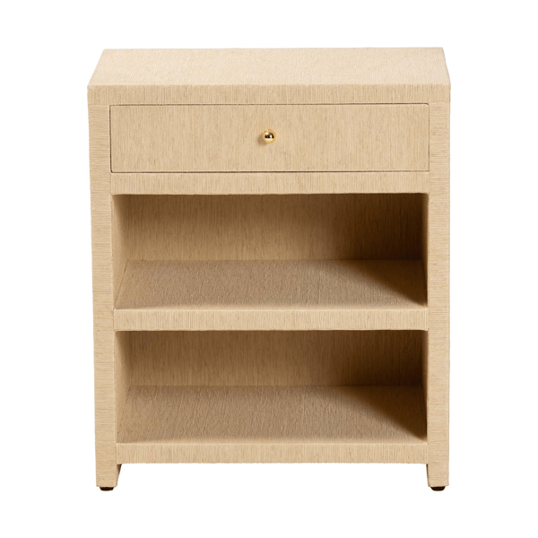 bali & pari William Grasscloth 1-Drawer Nightstand with Shelves