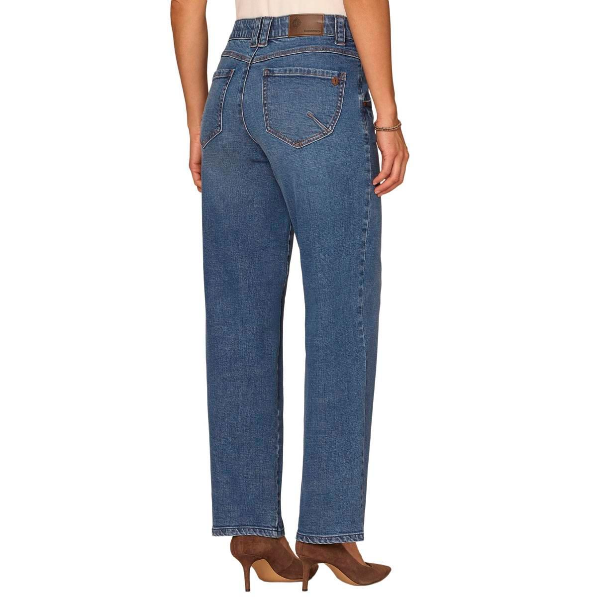Womens Democracy “Ab”solution® Mid-Blue Stovepipe Straight Jeans