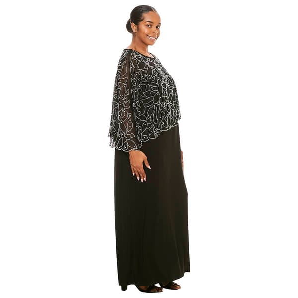 Womens MSK Asymmetric Bead Cape Gown