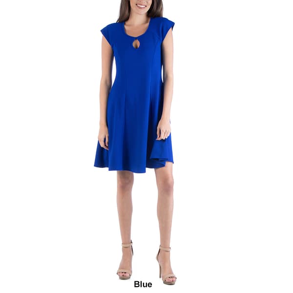 Womens 24/7 Comfort Apparel Fit & Flare Dress with Keyhole