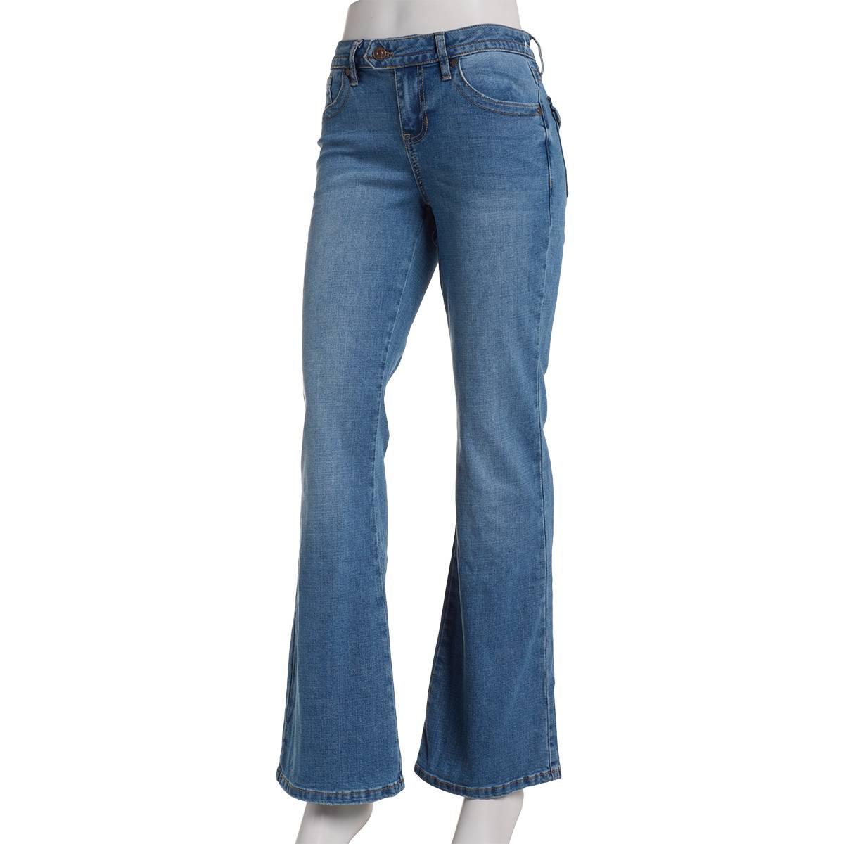 Juniors Celebrity Pink Mid Rise Extended Tab Bootcut Jeans