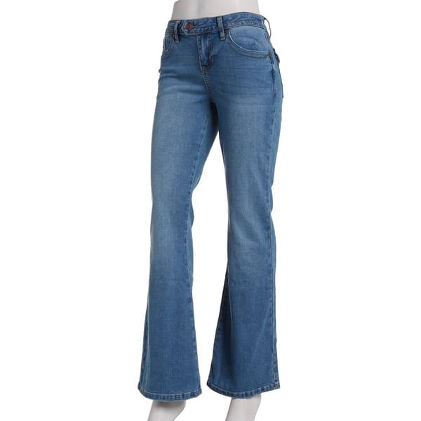Juniors Celebrity Pink Mid Rise Extended Tab Bootcut Jeans - image 