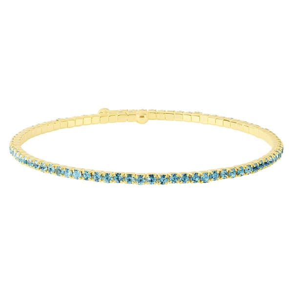 Athra 14kt. Gold over Brass & Light Aqua Crystal Coil Bracelet