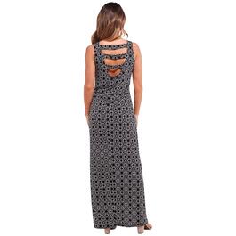 Womens Nina Leonard Sleeveless Geometric Maxi Dress-Black/White