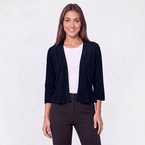 Womens 89th & Madison 3/4 Sleeve Solid Ribbed Peplum Hem Shrug - image 