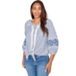 Womens Ruby Rd. French Riviera Seersucker Tie Front Blouse - image 3
