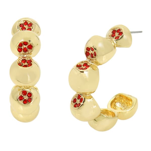 Steve Madden Red Pave Bubble Hoop Earrings