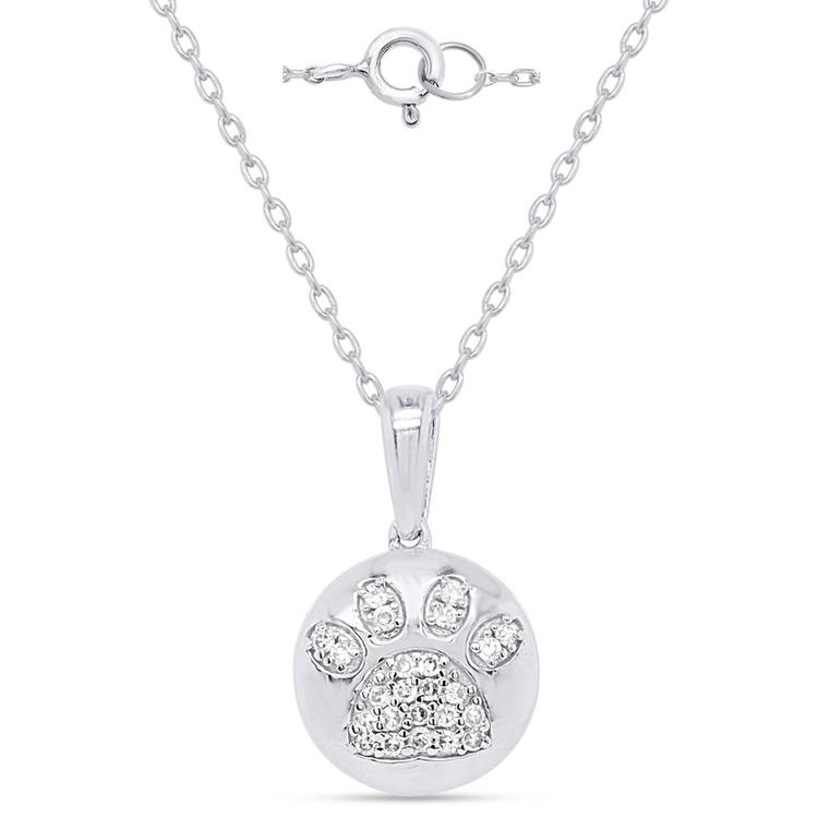 Nova Star® Sterling Silver 1/8ctw. Lab Grown Diamond Paw Pendant