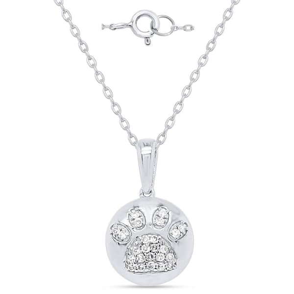 Nova Star® Sterling Silver 1/8ctw. Lab Grown Diamond Paw Pendant