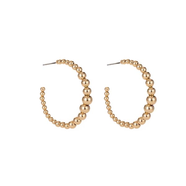 Roman Gold-Tone Graduating Round Hoop Earrings - image 