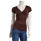 Juniors Madden Girl Short Sleeve Garment Wash Rib V-Neck Top - image 1