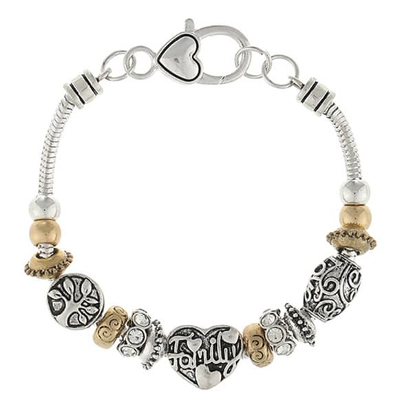 Antique Silver & Gold Plated Heart/Tree of Life Charm Bracelet - image 