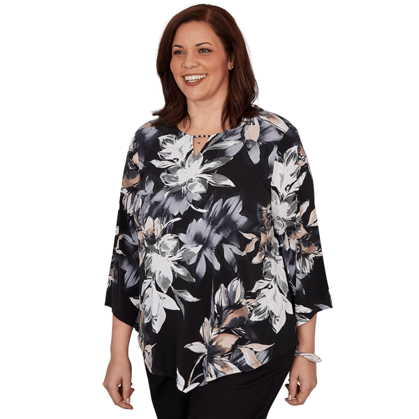 Plus Size Alfred Dunner Classics 3/4 Sleeve Floral Blouse