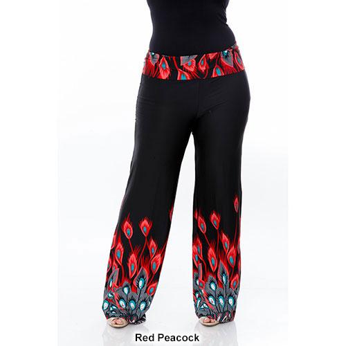 Plus Size White Mark Printed Palazzo Pants-Peacock