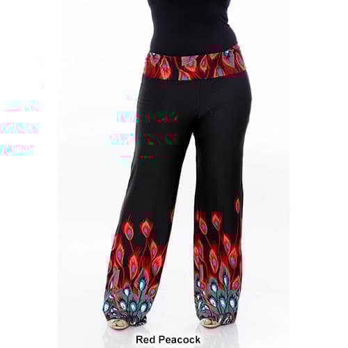 Plus Size White Mark Printed Palazzo Pants-Peacock