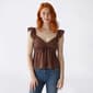 Juniors Trixxi Solid Stripe Flutter Sleeve Lace Babydoll Top - image 1