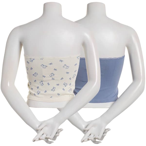 Juniors Pink Rose 2pk. Teddy Bears & Bow Tube Tops with Lace Trim