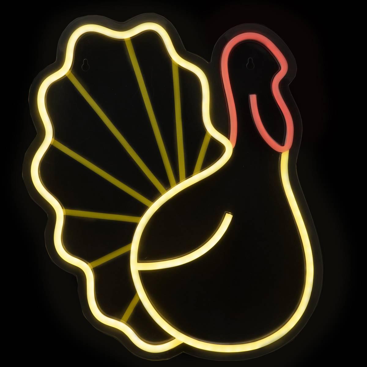 Open Video Modal for Northlight Seasonal 15in. LED Neon Turkey Window Silhouette