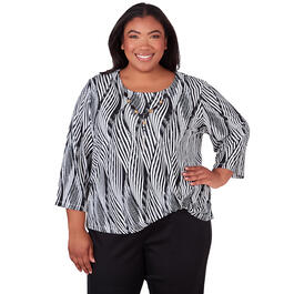 Plus Size Alfred Dunner Opposites Attract Swirl Texture Knit Top