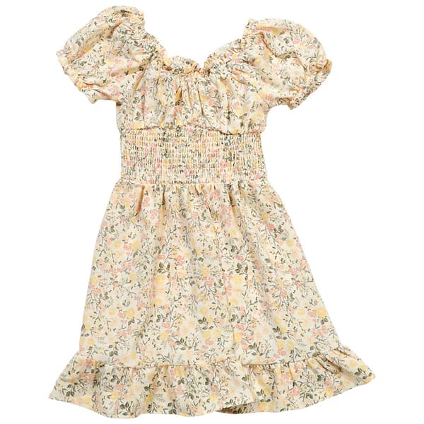 Girls (7-16) No Comment Floral Puff Sleeve Ruffle Trim Dress - image 
