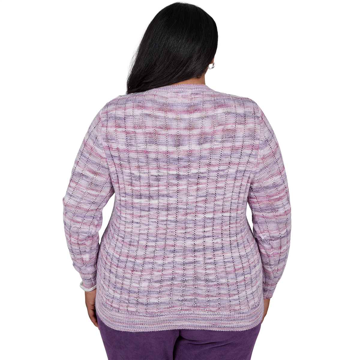 Plus Size Alfred Dunner Vail Space Dye Rib Knit Sweater