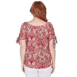 Womens Skye''s The Limit Garden Party Damask Elbow Sleeve Blouse