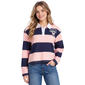 Juniors No Comment Striped Rugby Fleece Pullover- Pink - image 2