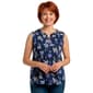 Petite Napa Valley Sleeveless Floral Bloom Pleat Henley Blouse - image 1