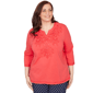 Plus Size Alfred Dunner Port Side Tonal Embroidered Split Neck T - image 1