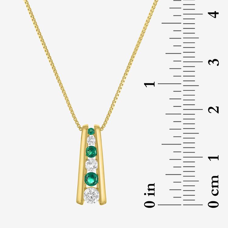 Gemstone Classics™ Lab Grown Sapphire & Emerald Ladder Pendant