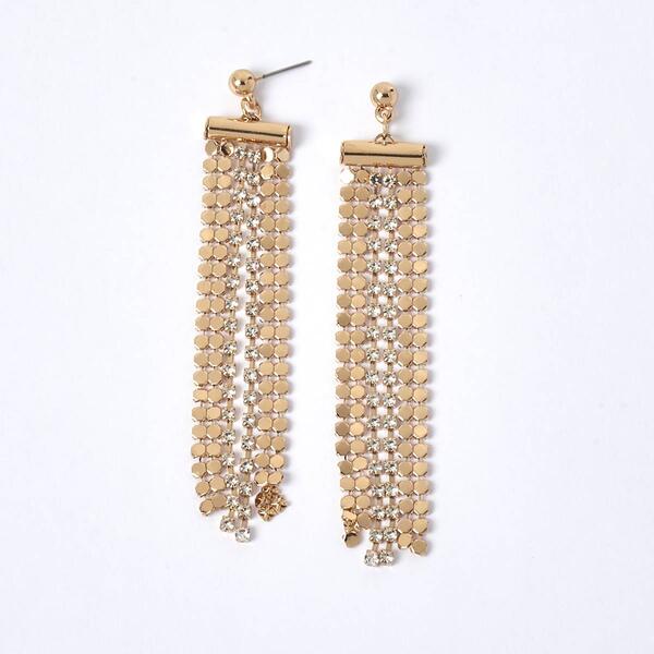 Ashley Gold-Tone Crystal Mesh Earrings - image 