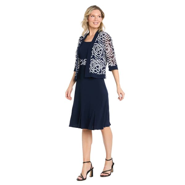 Womens R&M Richards Sleeveless Short Jacket W/Inset Waist Dress - image 