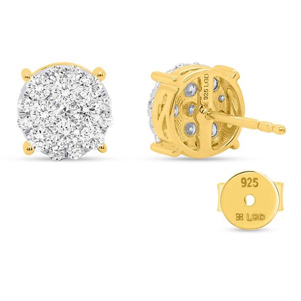 Nova Star® Gold Plated Lab Grown Diamond Cluster Stud Earrings