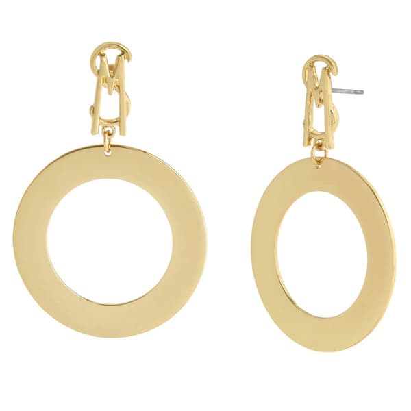 Steve Madden Signature Logo Circle Drop Earrings - image 