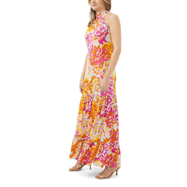 Womens MSK Sleeveless Floral Challis Tier Maxi Dress