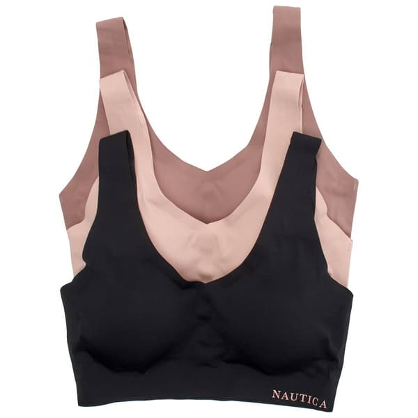 Womens Nautica 3pk. Silicone Logo Wire Free Bras NT9191-3PKC - image 