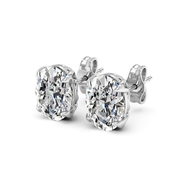 Moluxi&#40;tm&#41; Sterling Silver 3ctw. Moissanite Oval Stud Earrings - image 