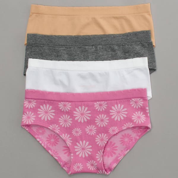 Girls (7-12) Rene Rofe(R) Gracelyn 4pk. Jacquard Seamless Hipsters - image 