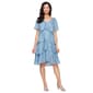 Womens SLNY Short Sleeve Tiered Shimmer Fit &amp; Flare Borde Dress - image 1