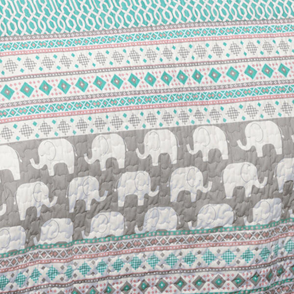 Lush Décor® Elephant Stripe Quilt Set-Turquoise